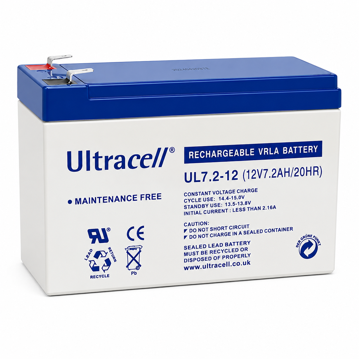 Ultracell Battery (UL7.2-12) Sealed Lead Acid Battery (12V,7.2A)
