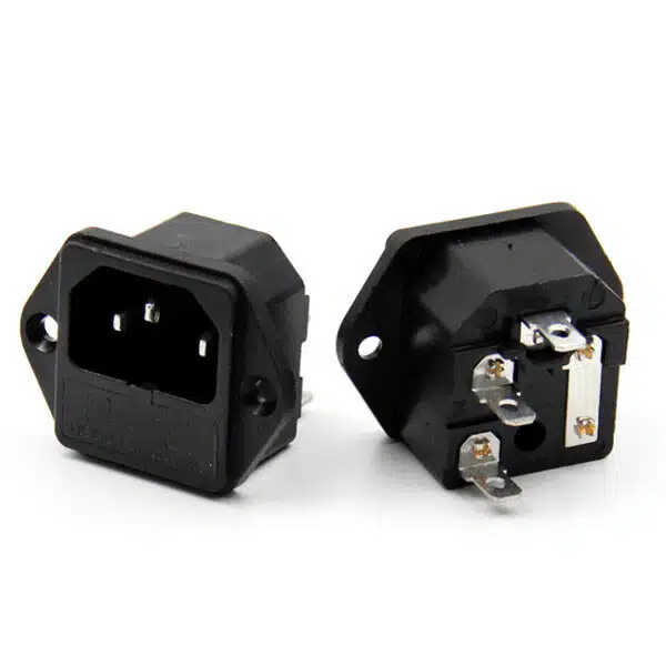 AC power connector with fuse panel mount