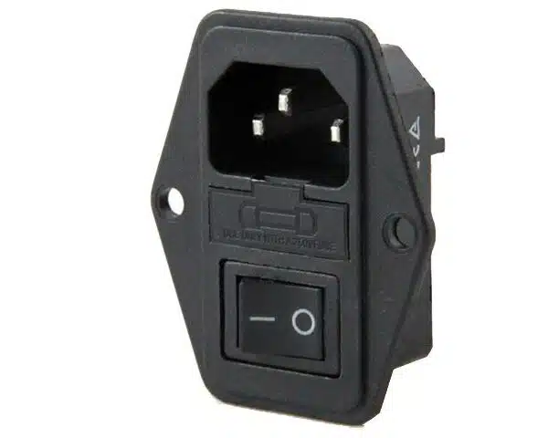 AC power connector with switch and fuse