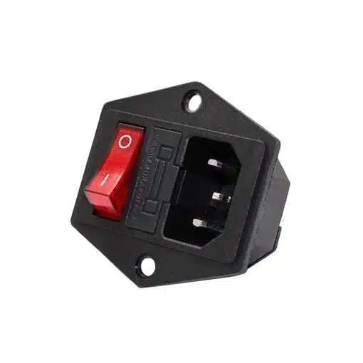 AC power socket with fuse and switch panel mount