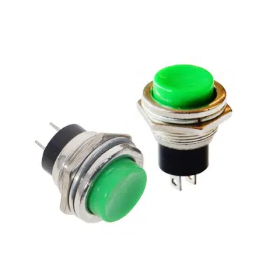 Metal Momentary 2-Pin Push Button Green