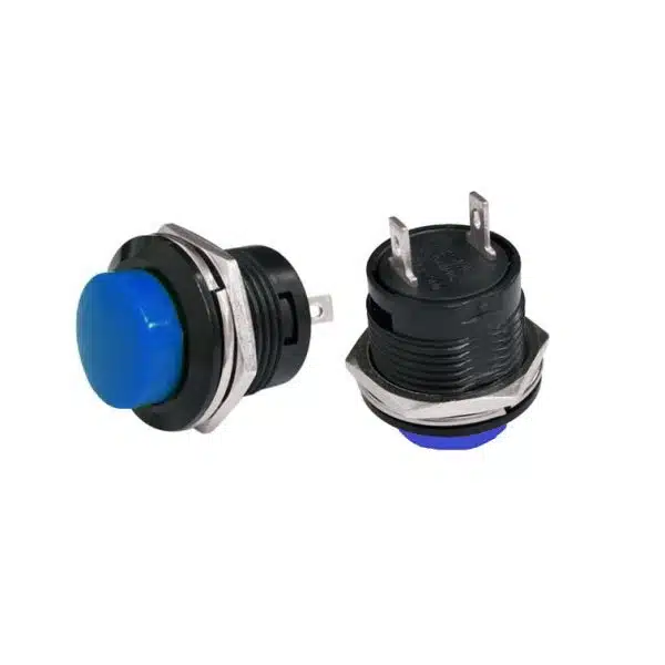 Metal Momentary Push Button 2 pin Blue 16mm