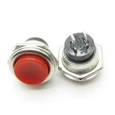 Metal Momentary Push Button 2 pin Red 16mm
