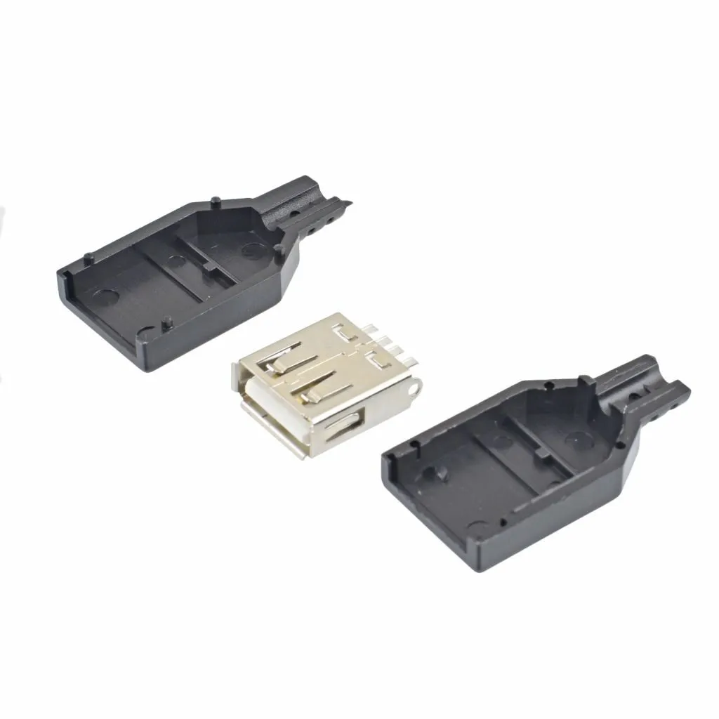 USB Connector Type A Female with Black Plastic Cover - Image 1