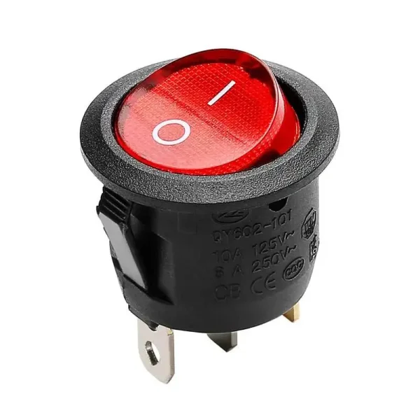 ON/OFF Rocker Switch 3 Pins D:20mm Red