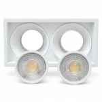 Square Submersible Spotlight Frame LED Ceiling Modern Design with spot 2 Head White 1 PCS