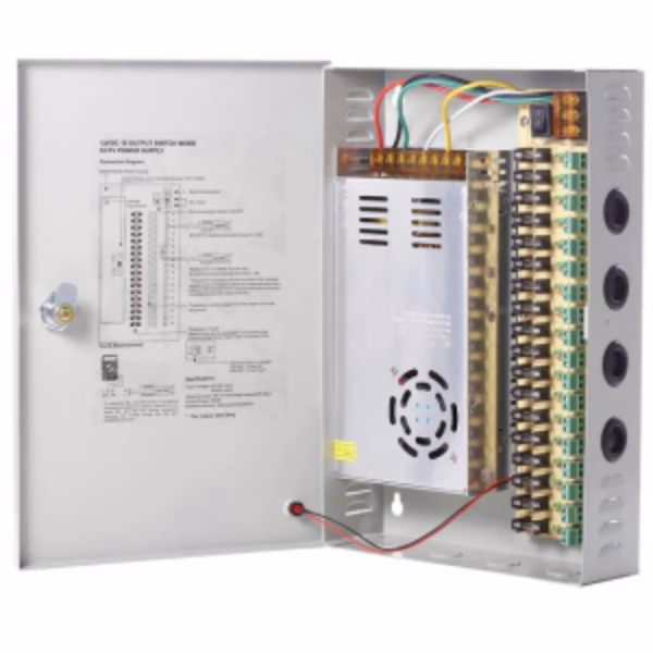 Box power supply+power supply 12V-40A - 18 ways Electrolik