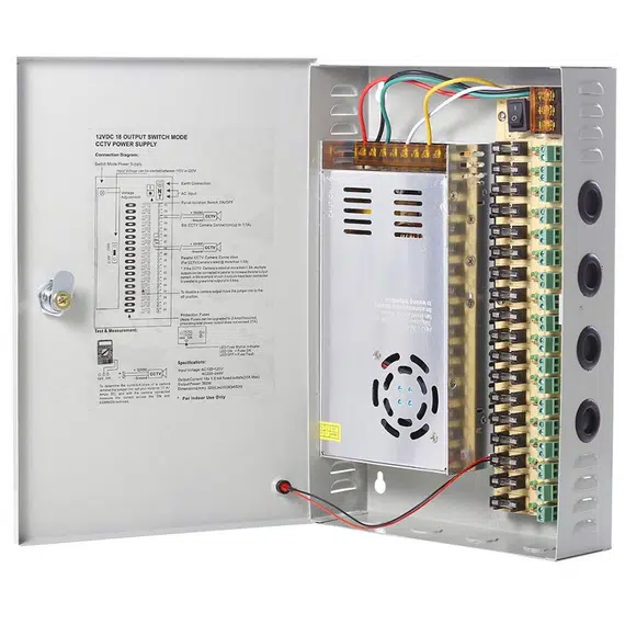 Box power supply + power supply 12V-10A - 9 ways