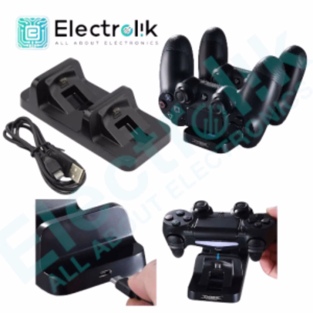 Dobe Dual Shock Charging Station for PS4/PS4 Slim Controller Charger Dock with Modern Design LED Indicator and USB Cable Black Electrolik