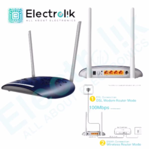 TD-W9960 Wireless VDSL and ADSL Modem Router 300Mbps Blue Electrolik