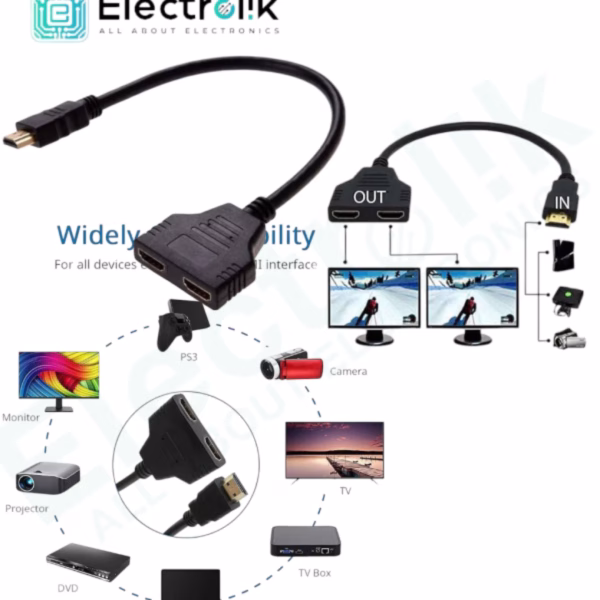 Generic 1080P HDMI Port Male to 2 Female Converter Adapter (Black) Electrolik