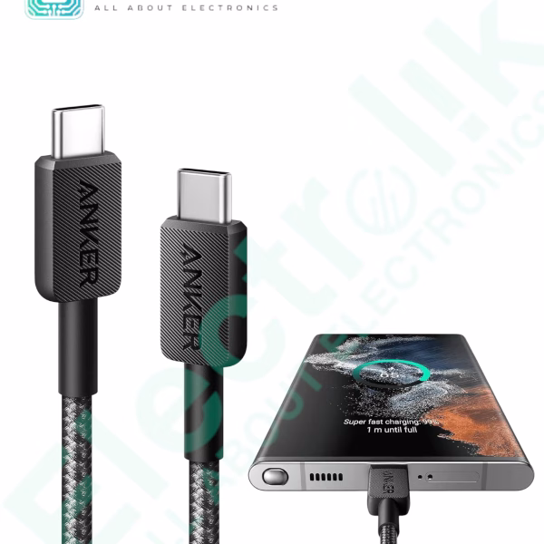 ANKER 322 USB-C to USB-C Cable (6ft/1.8m) USB C Charger Nylon Cable A81F6H11 - Black Electrolik