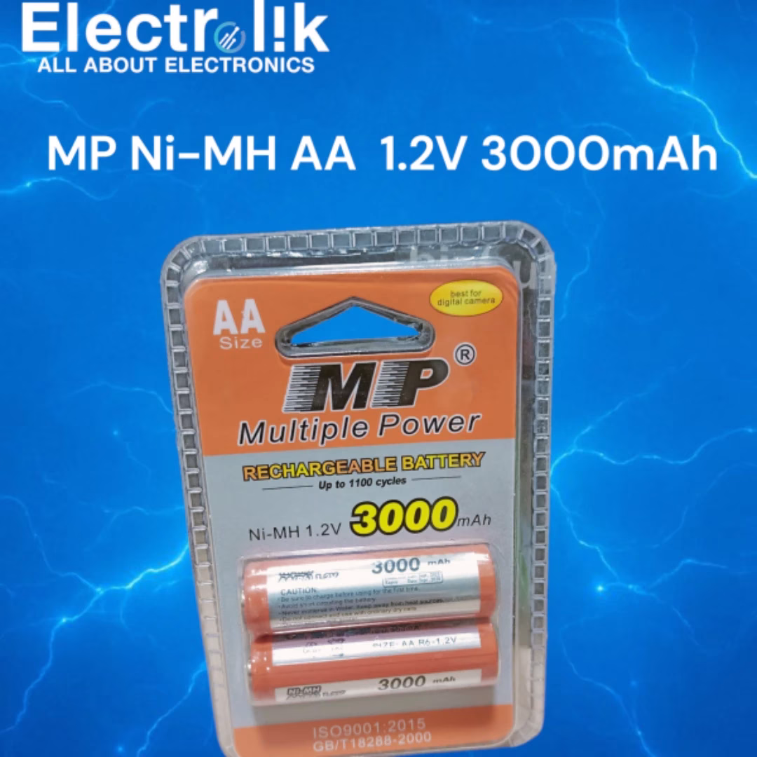 MP Rechargeable Battery AA Ni-MH 3000mAh 1.2V (2pcs) Electrolik
