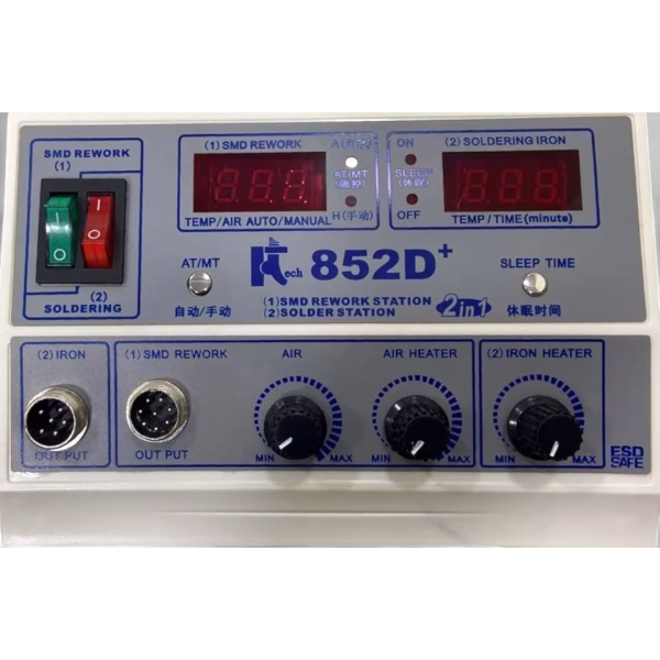 Hot Air and Soldering Iron Rework Station - HITech 852D+ Electrolik