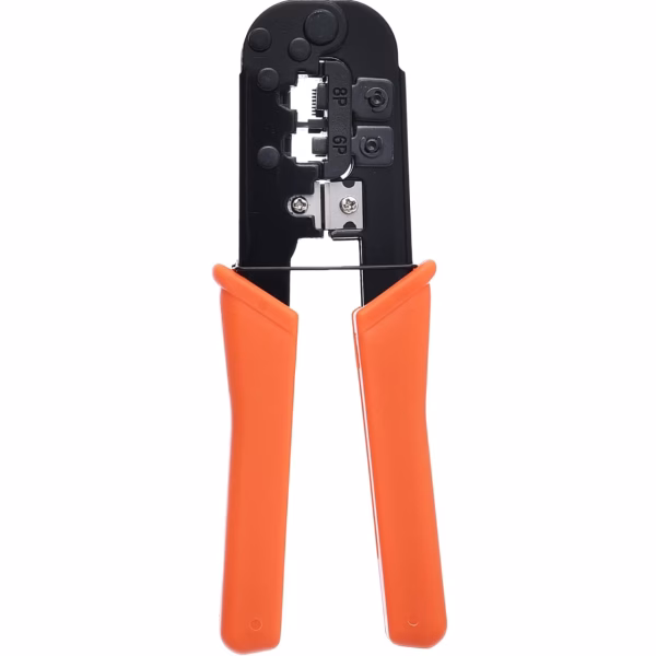 Metal Dual Modular Crimping Tool Two Type Of Plugs In 1 For Cuts/Strips/Crimps - Black Orange