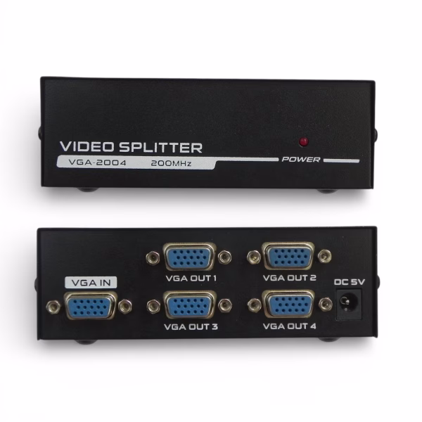 4 Port VGA Video Splitter PC Screen Duplicat 1 PC to 4 Monitors Splitter Box