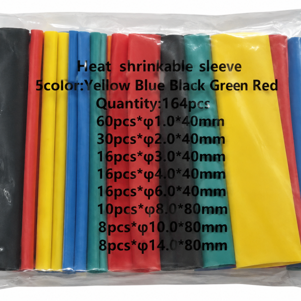 164PCS Heat Shrink Tubing Sleeve Kit – 5 Colors