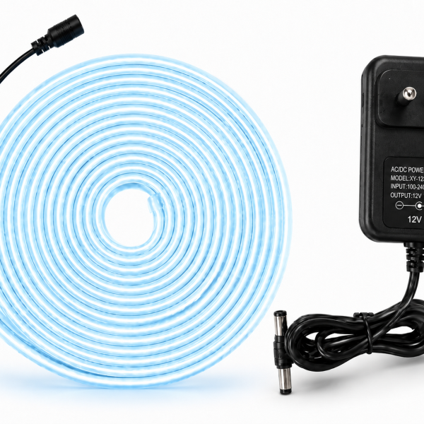 ICE BLUE Neon Flexible Strip Light 5M with Power Adapter 12V 3A