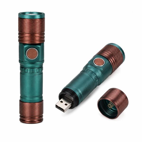USB Rechargeable LED Flashlight with Direct USB Plug