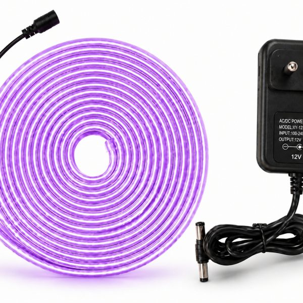 Purple Neon Flexible Strip Light 5M with Power Adapter 12V 3A