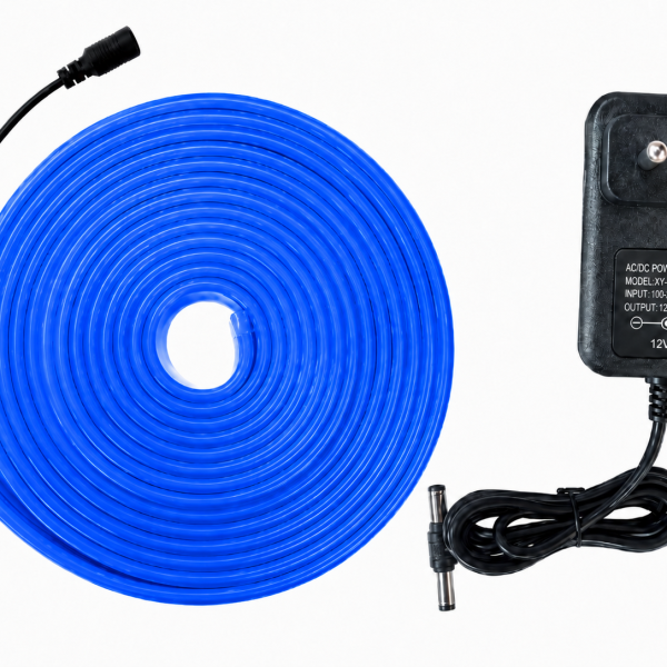 Blue Neon Flexible Strip Light 5M with Power Adapter 12V 3A