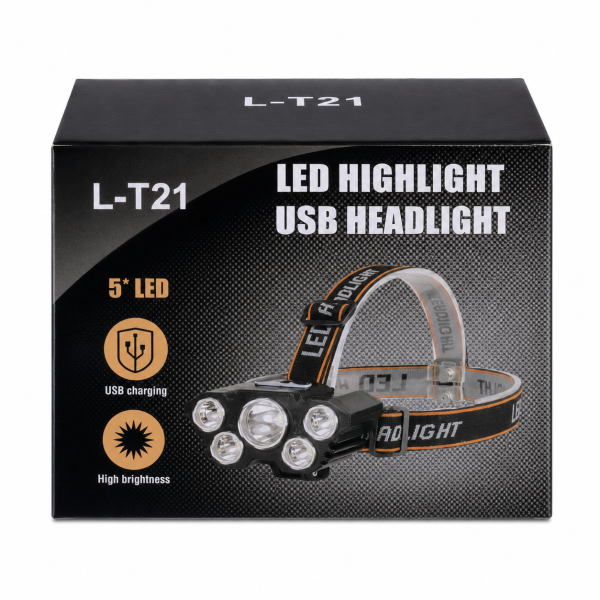 L-T21 Rechargeable 5 LED USB Headlight