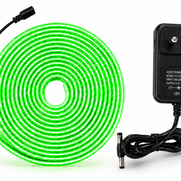 Green Neon Flexible Strip Light 5M with Power Adapter 12V 3A