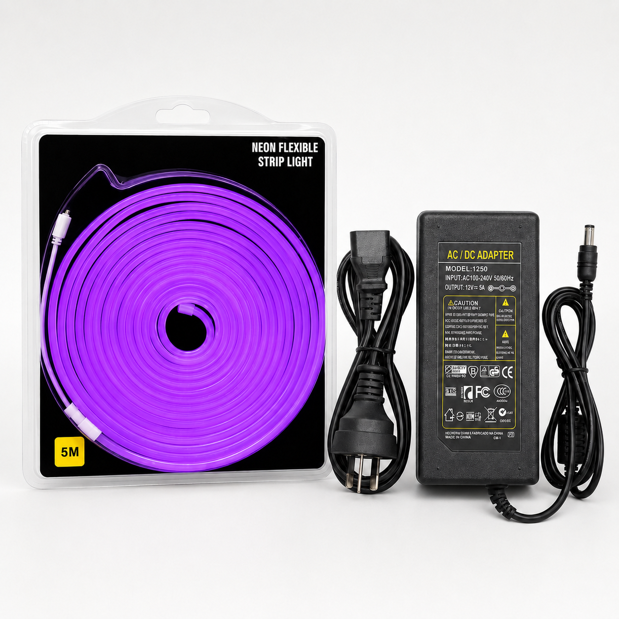 purple.png Purple Neon Flexible Strip Light 5M with Power Adapter 12V 5A - Image 1