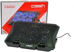 Laptop Cooling Pad Stand – 6x Blue Led Fans – Iron Mesh – 2 x USB – Support 12 UP to 17 Inch | Black مبرد وستاند لابتوب C6000 – تبريد فائق بـ 6 مراوح واضاءة