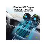 Cooling Car Fan, 12V with USB Electric 2 Speed Dual Head Fans for Seat Passenger Portable Vehicle Fan, 360° Rotatable Cooling Air Fan 12V Cigarette Lighter - Image 2