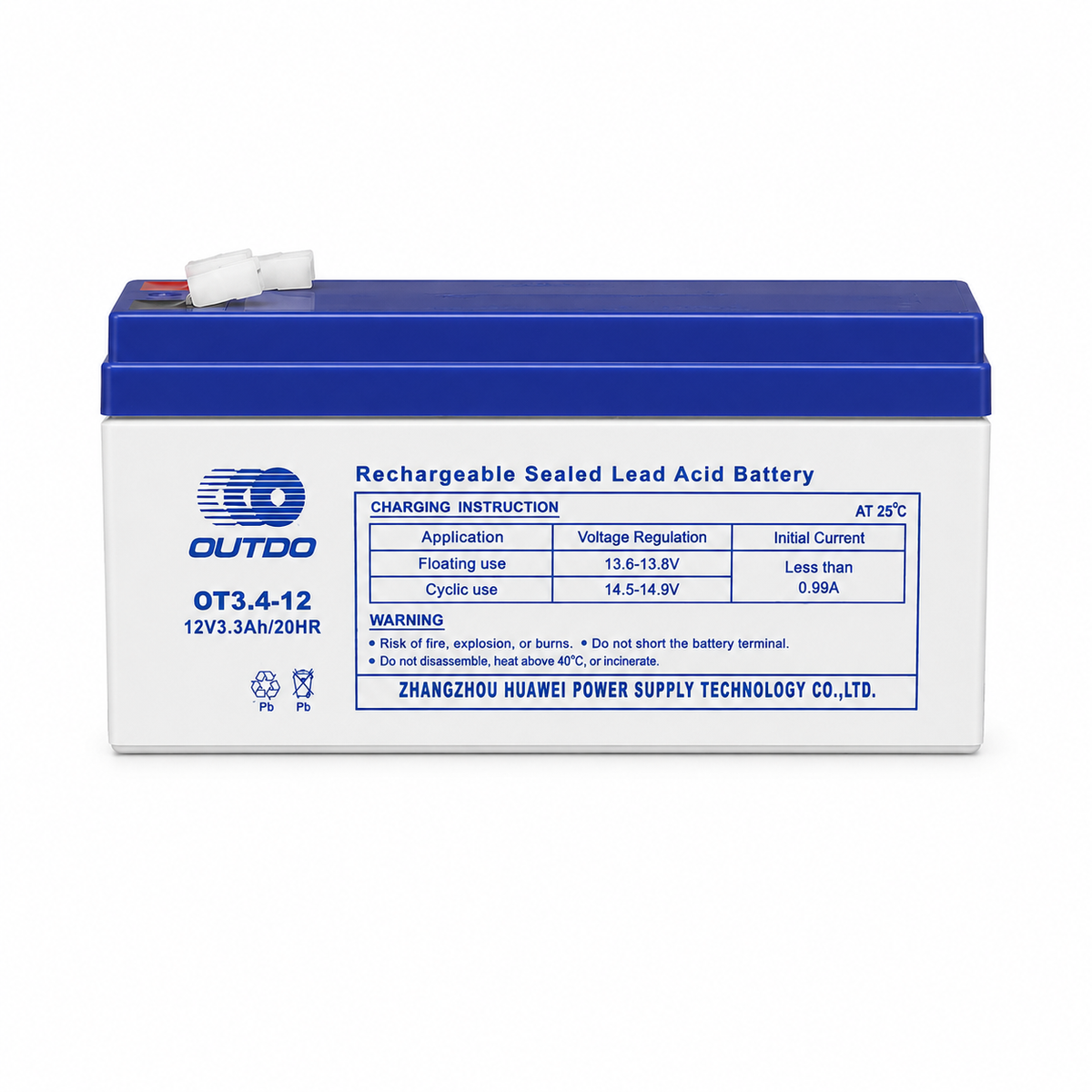 12V 3.3Ah Rechargeable Sealed Lead-Acid Battery