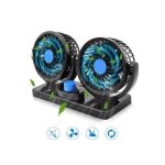 Cooling Car Fan, 12V with USB Electric 2 Speed Dual Head Fans for Seat Passenger Portable Vehicle Fan, 360° Rotatable Cooling Air Fan 12V Cigarette Lighter - Image 3