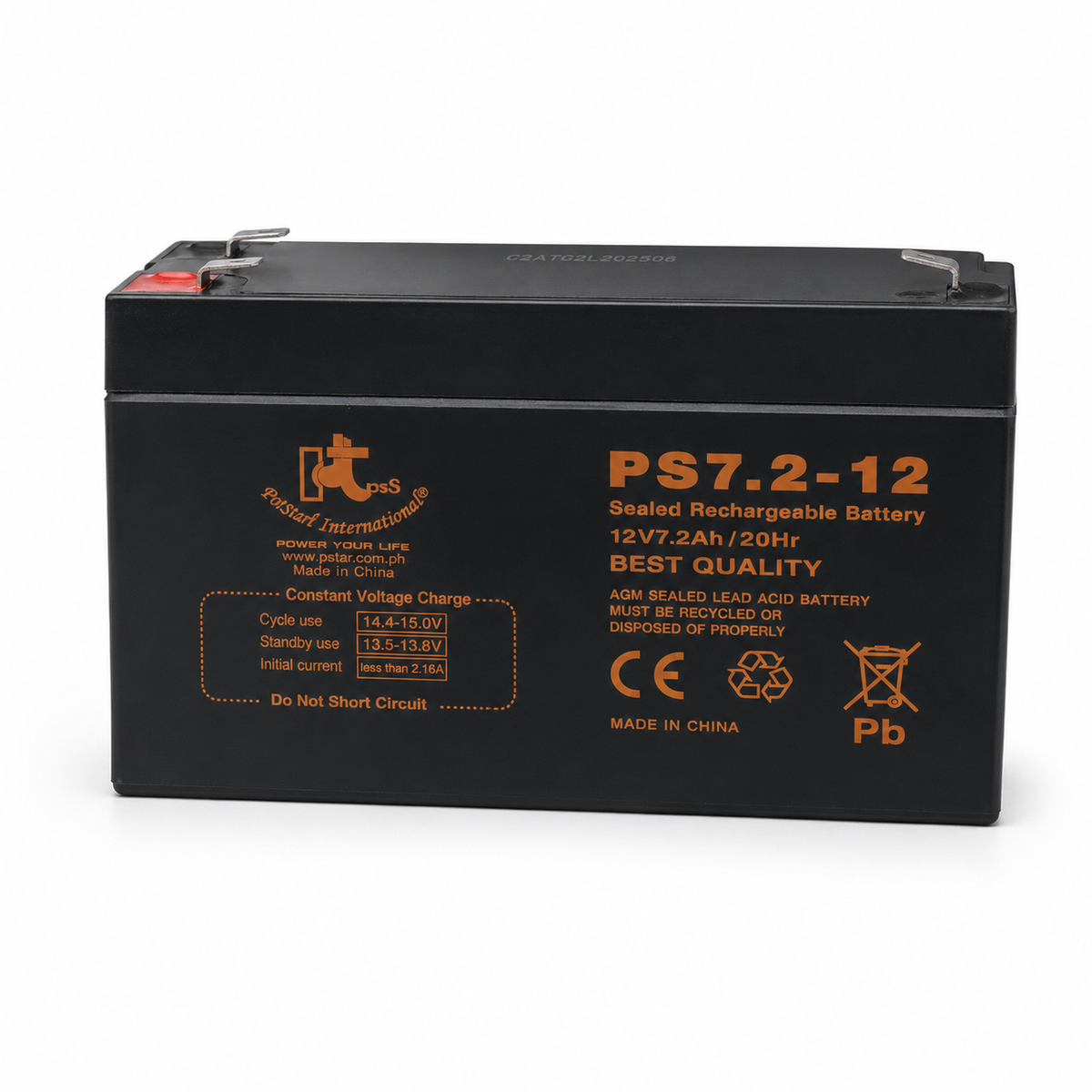 Power Star PS7.2-12 12V 7.2Ah AGM Sealed Lead-Acid Battery