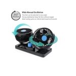 Cooling Car Fan, 12V with USB Electric 2 Speed Dual Head Fans for Seat Passenger Portable Vehicle Fan, 360° Rotatable Cooling Air Fan 12V Cigarette Lighter - Image 4