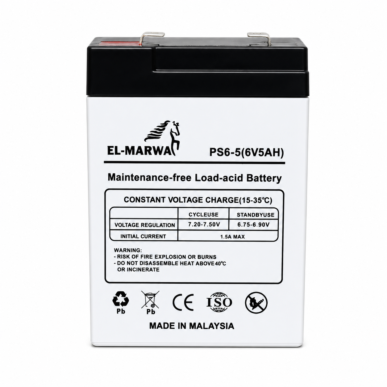 4da7d256-1714-42b5-8d3a-f9769ed6c845 PS6-5 6V 5Ah Maintenance-Free Sealed Lead Acid Battery - Image 1