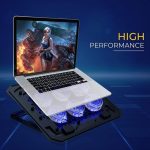 Laptop Cooling Pad Stand – 6x Blue Led Fans – Iron Mesh – 2 x USB – Support 12 UP to 17 Inch | Black مبرد وستاند لابتوب C6000 – تبريد فائق بـ 6 مراوح واضاءة - Image 3