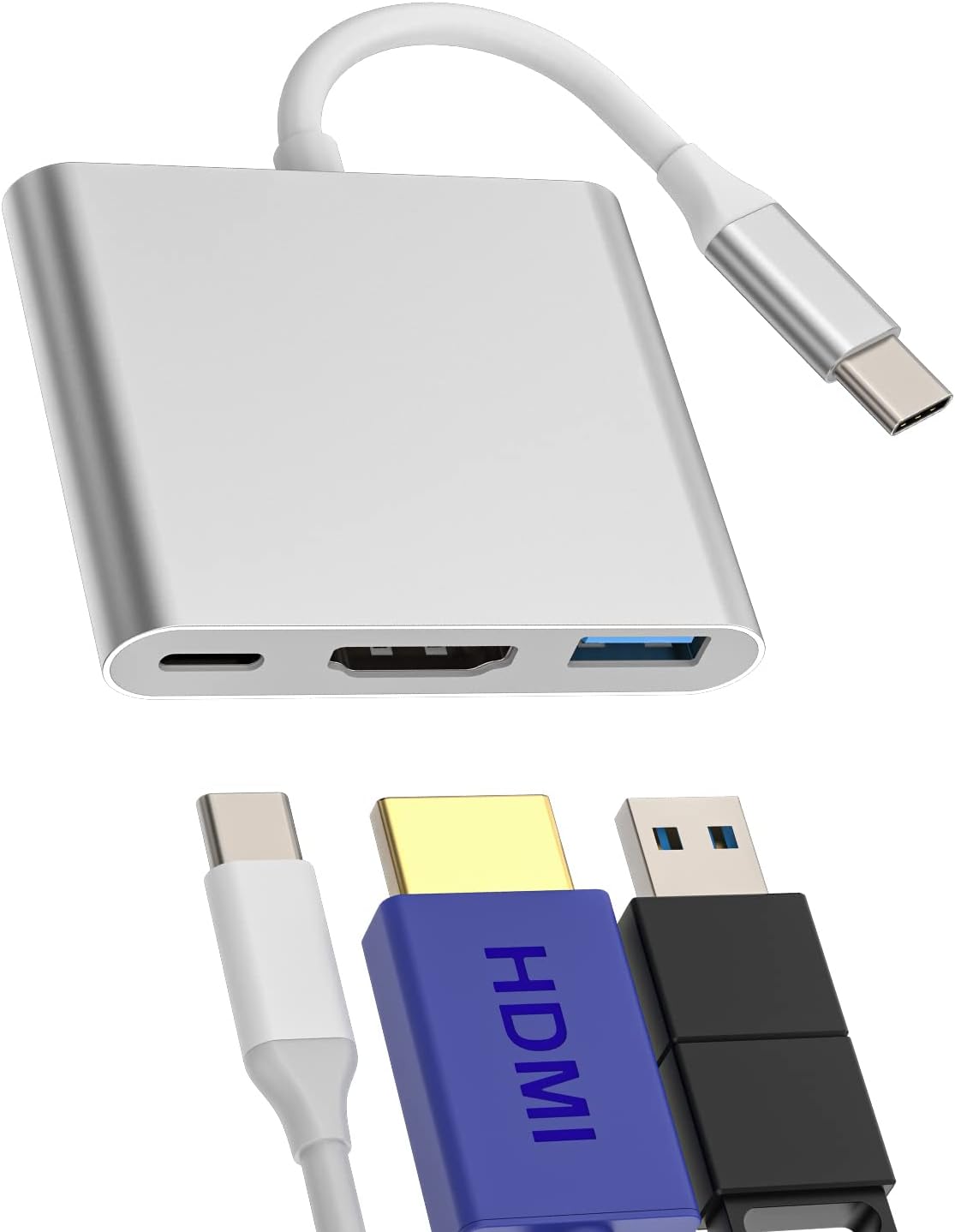 51IMXTrnxL._AC_SL1500_.jpg OTG 3 in 1 Type-C to USB to hdmi & Type-C Converter - Image 1