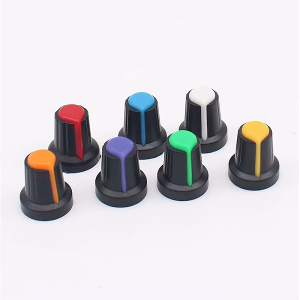 Plastic Potentiometer Knob with Colored Pointer for 6mm Shaft