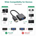 Displayport Male To VGA Female Adapter Display Port 18cm Cable Cord Converter - Image 2