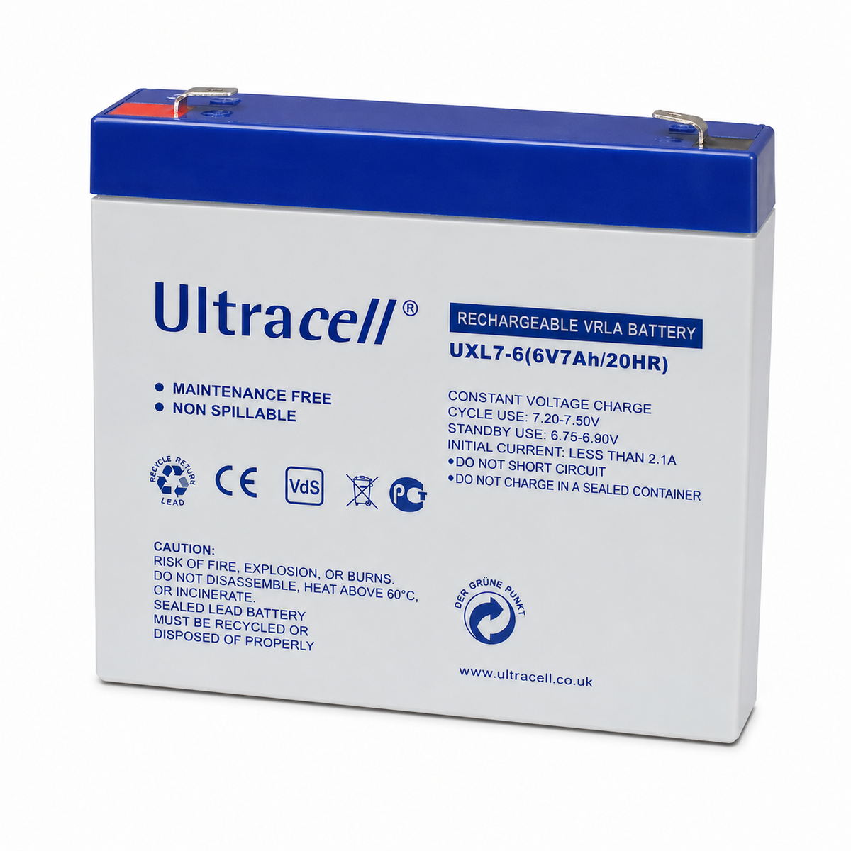 6-1.png Ultracell UXL7-6 6V 7Ah VRLA Rechargeable Battery - Image 1