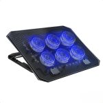 Laptop Cooling Pad Stand – 6x Blue Led Fans – Iron Mesh – 2 x USB – Support 12 UP to 17 Inch | Black مبرد وستاند لابتوب C6000 – تبريد فائق بـ 6 مراوح واضاءة - Image 2