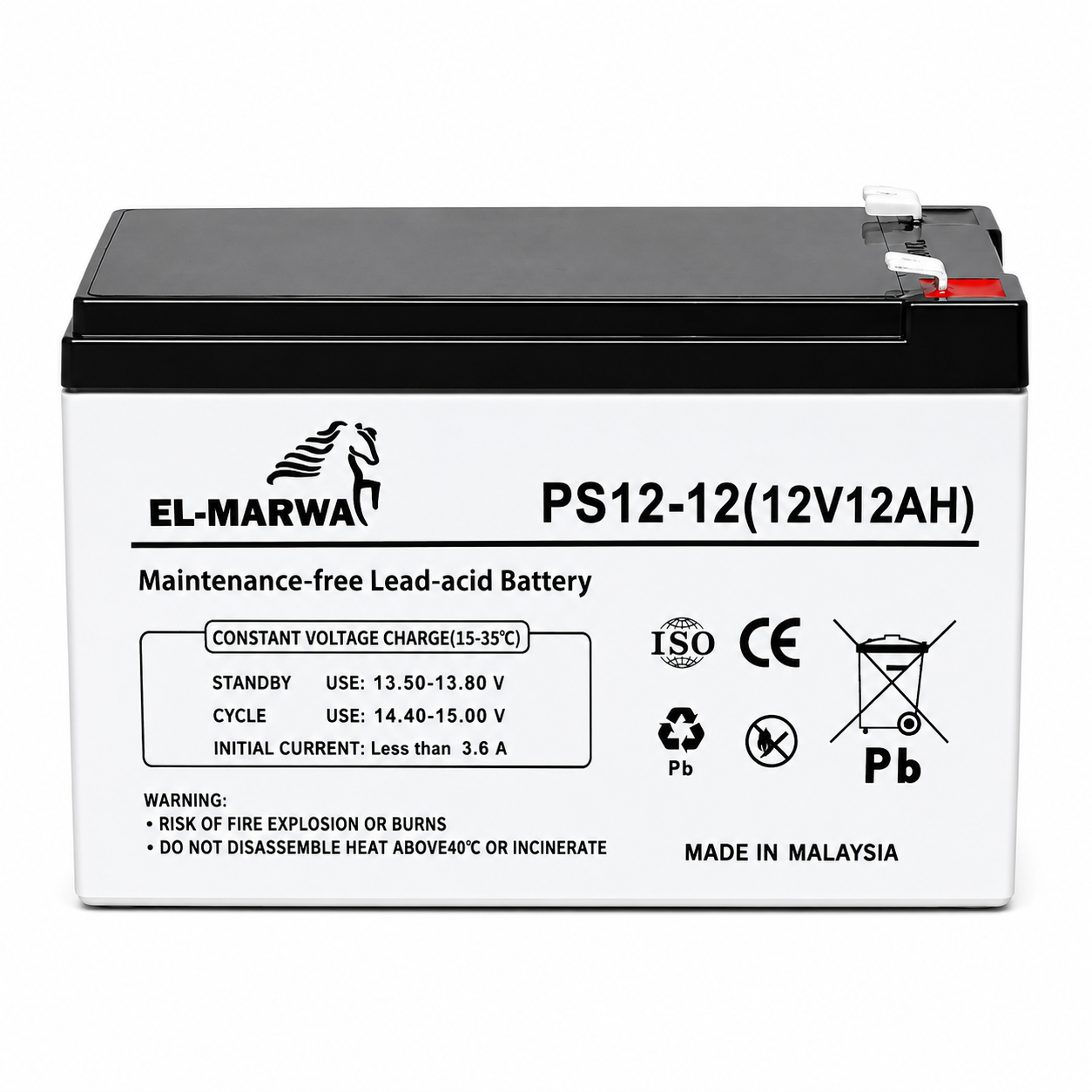 7f39bc68-802f-4232-bfc0-a951e050c46e PS12-12 12V 12Ah Maintenance-Free Sealed Lead Acid Battery - Image 1
