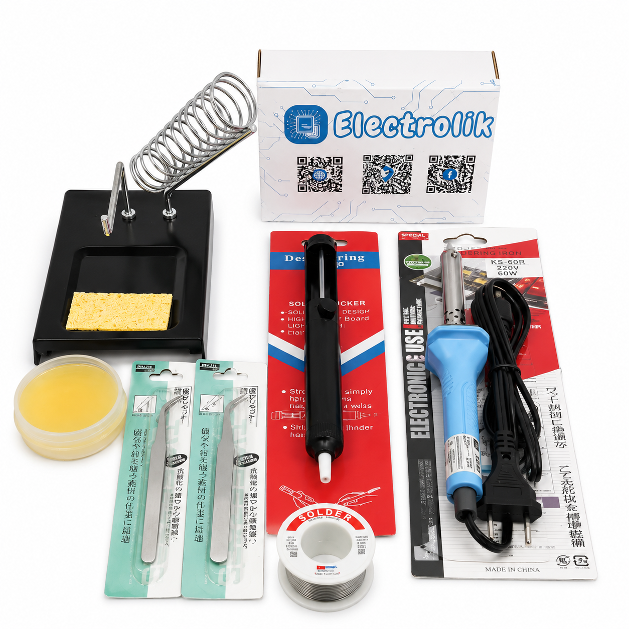 ChatGPT Image Jul 22, 2026, 09_50_29 PM Complete 60W Soldering Iron Kit with Stand, Solder Wire, Flux, Desoldering Pump and Tweezers - Image 1