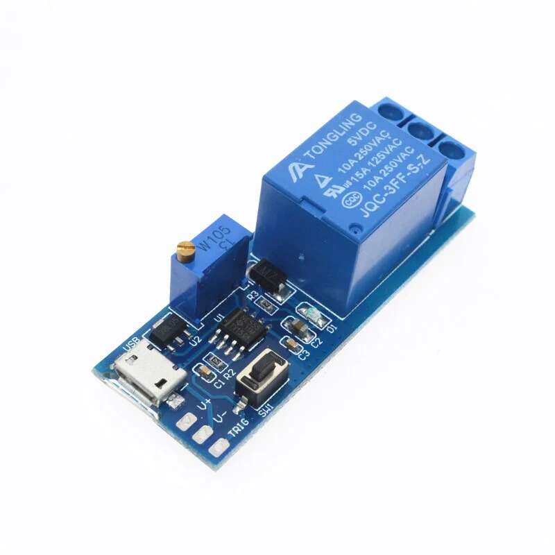 Relay Module with Trigger Delay Timer 5-30V with Micro USB, electrolik