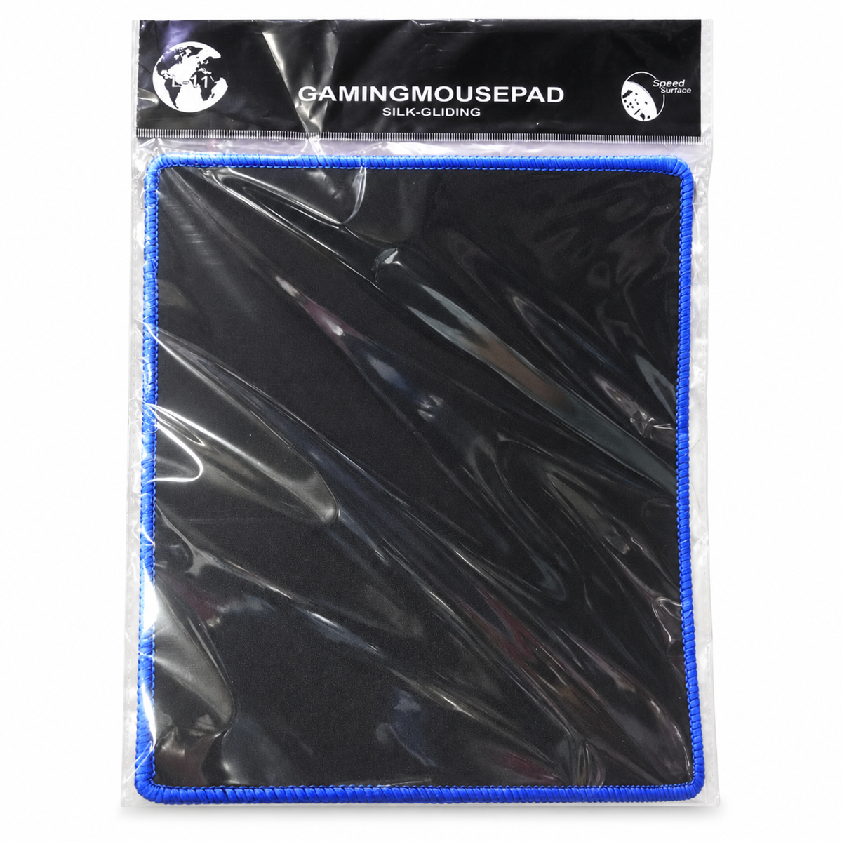 Gaming Mouse Pad with Blue Stitched Edge