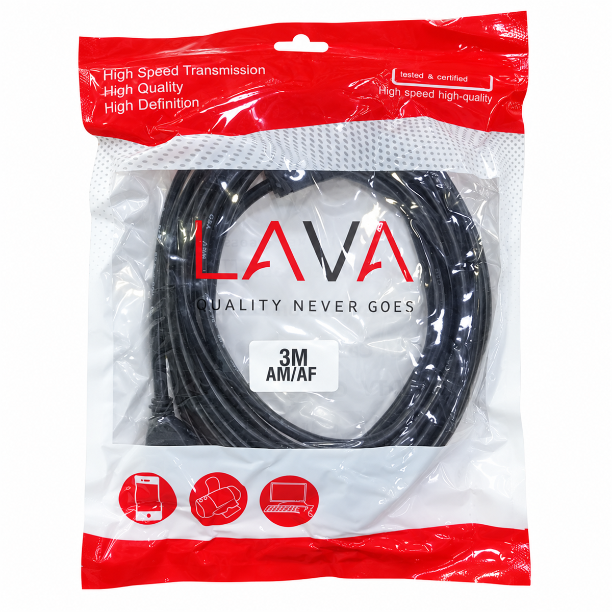 LAVA USB Male to Female Extension Cable 3m
