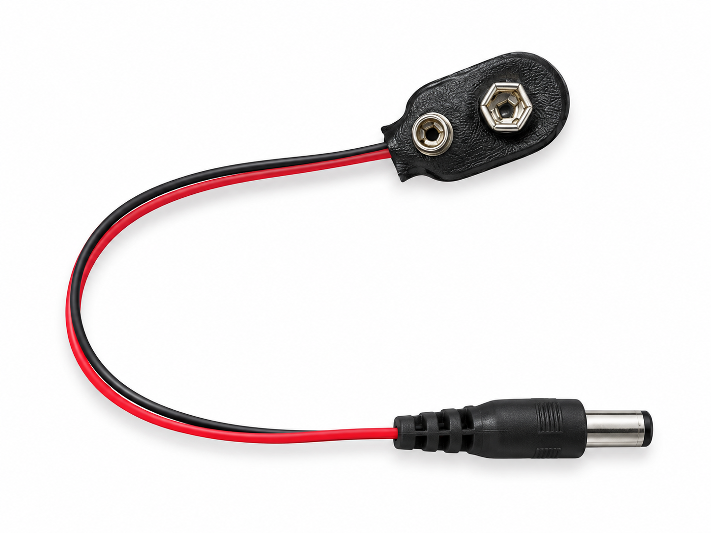 9V Battery Cap with DC Male Plug