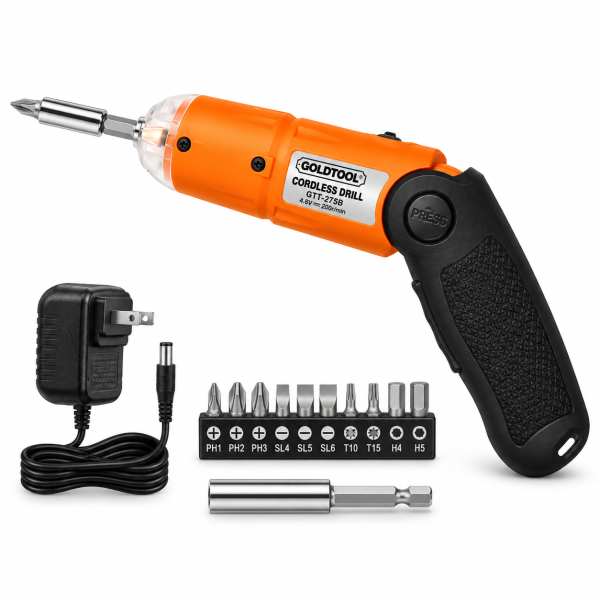 GoldTool GTT-275B Cordless Screwdriver - GoldTool Made in Taiwan GTT-275B 4.8V Cordless Fold Angle Screwdriver with Lamp