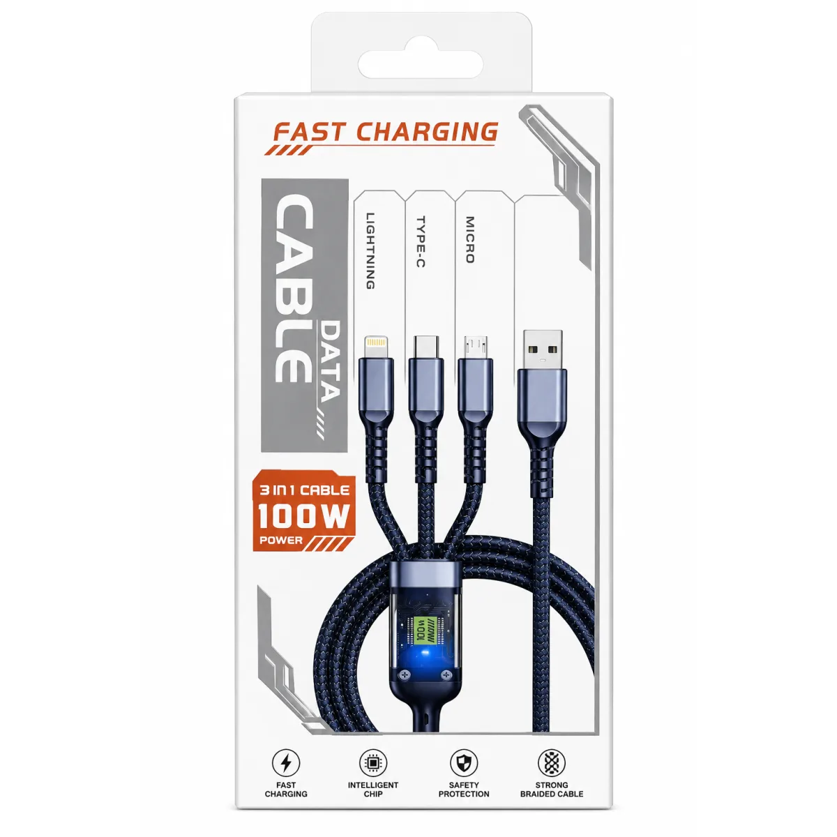 3-in-1 USB-A Fast Charging Cable