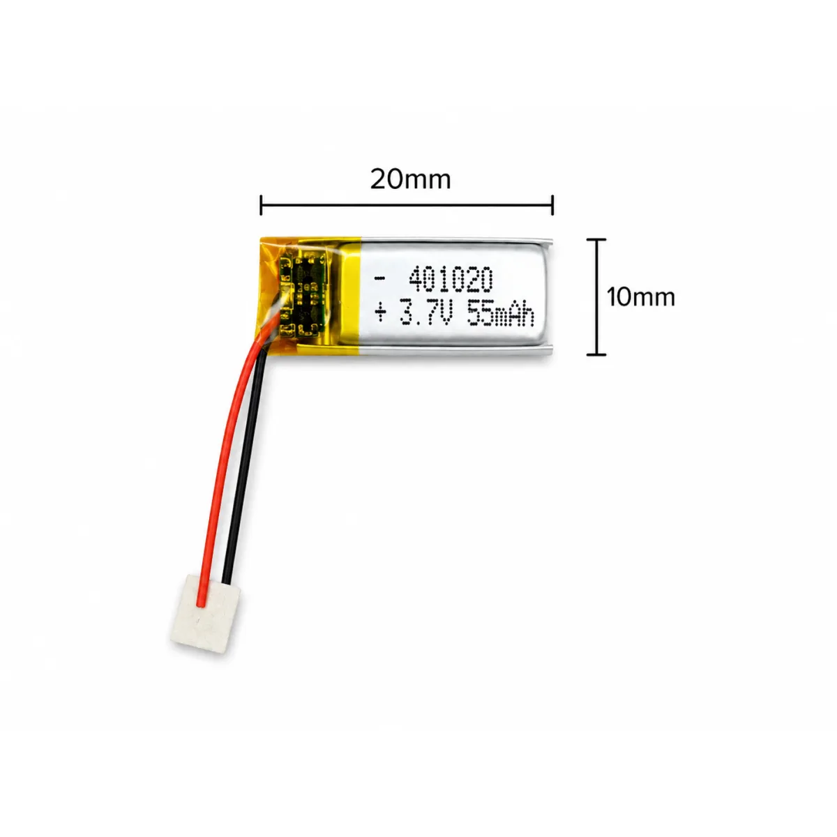3.7V 55mAh LiPo Polymer Battery – 10×20mm catalog square image 3.7V 55mAh LiPo Battery